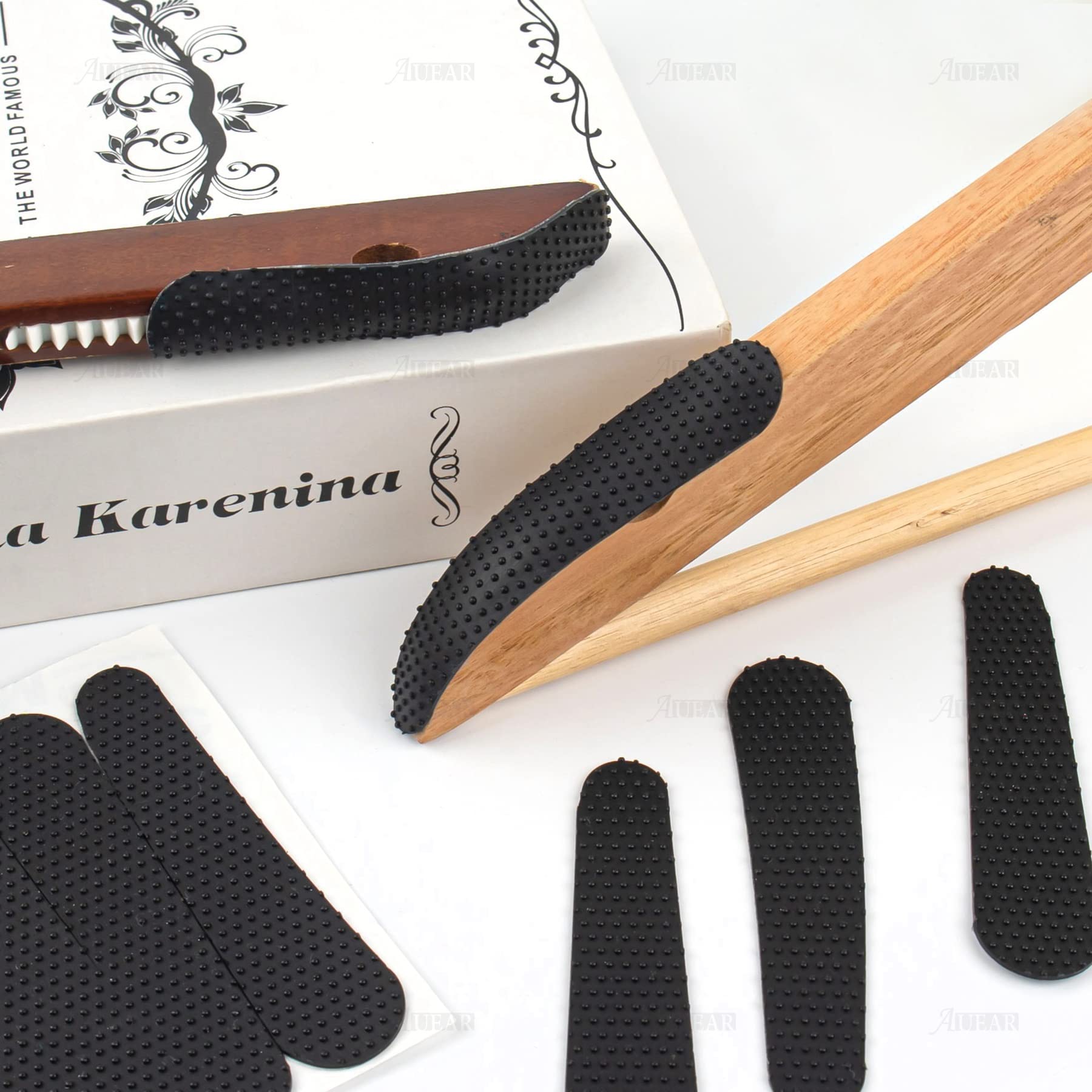 Auear, 100 Pack Back Non-Slip Rubber Hanger Grips Hanger Strips Adhesive Clothes Hanger Grips (3.23'' X 0.75'')